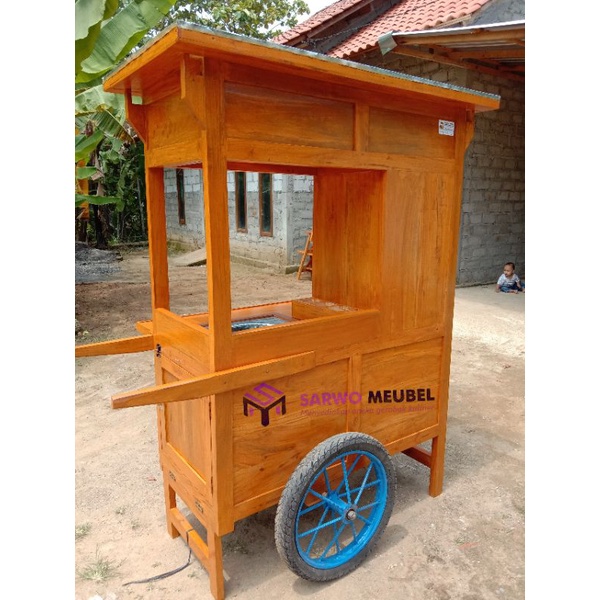 Gerobak Mie Ayam Bakso Etalase Kayu