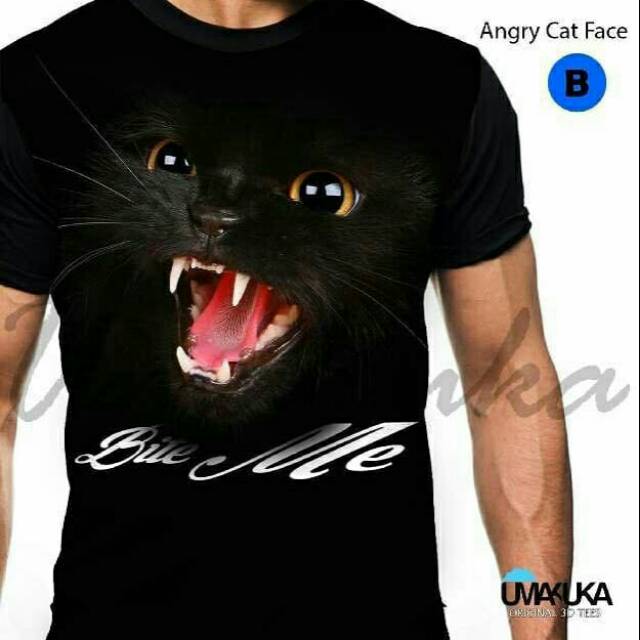 Kaos 3D Angry Cat Face