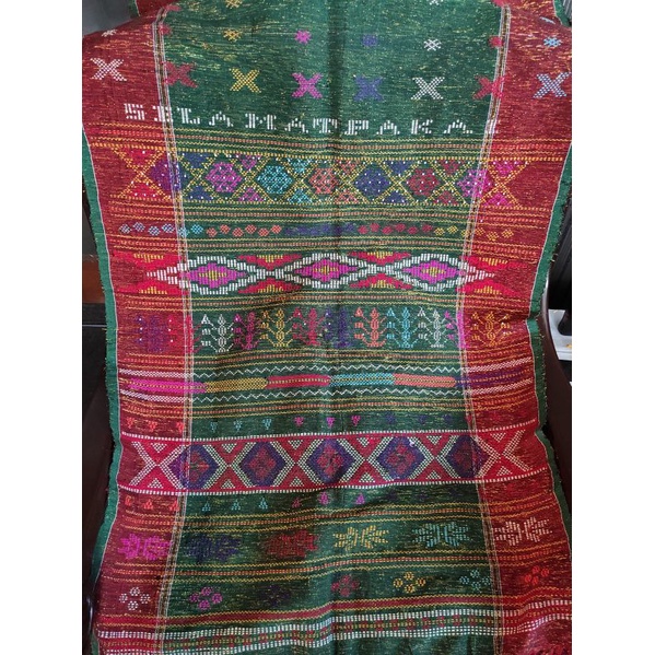 Ulos Sadum Batak Warna Hijau Benang Emas