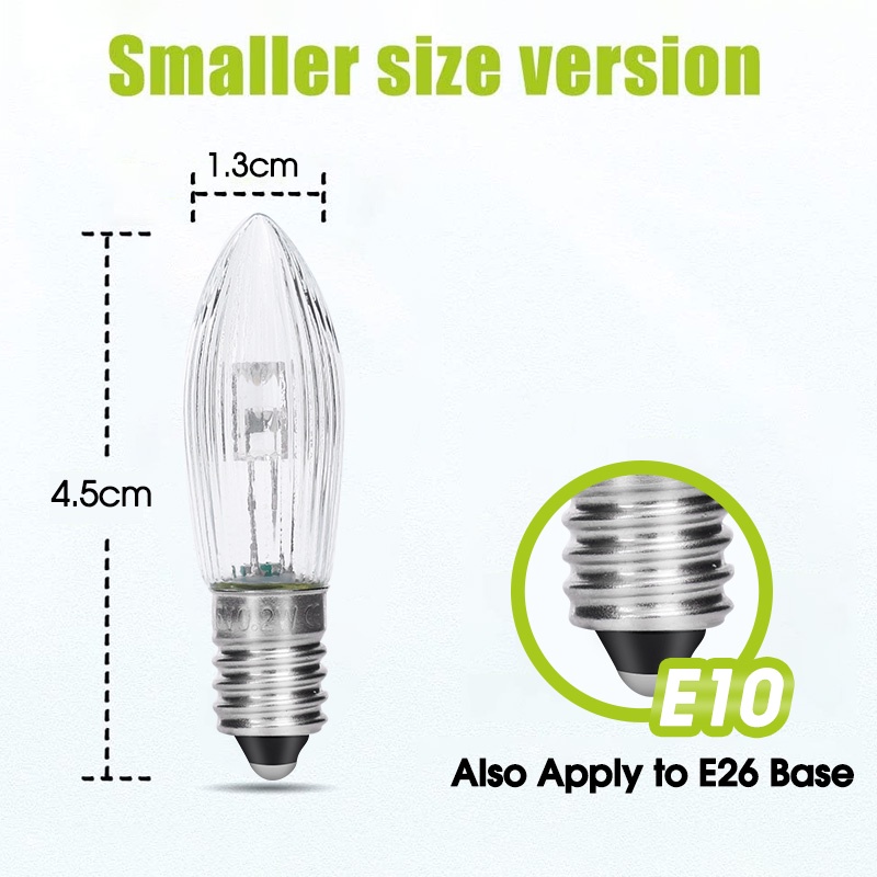 10pcs Bohlam Lampu Led E10 3w Pengganti 12v 14v 34v Bahan Kaca Hangat
