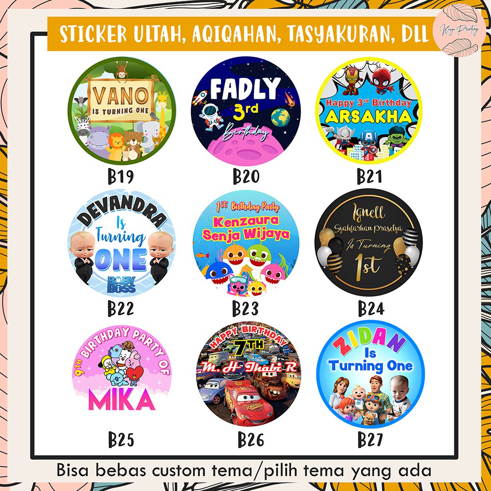 

Sticker Ultah / Sticker Nasi Kotak / Stiker Aqiqahan / Sticker Bento custom murah
