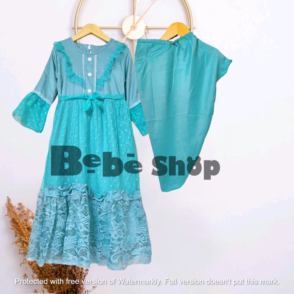Gamis anak murah  terbaru  untuk lebaran usia 2 sampai  8  tahun bahan  Tile