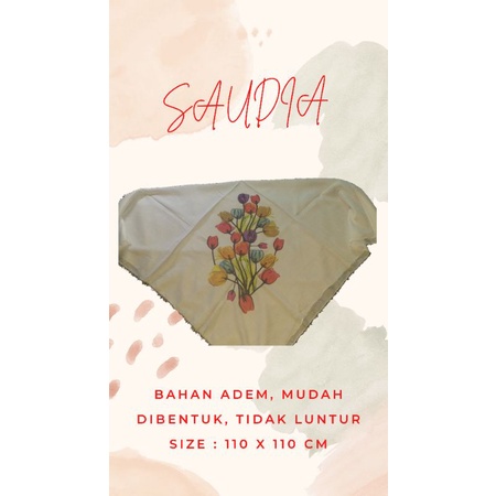 Hijab segi empat polos putih print by SAUDIA