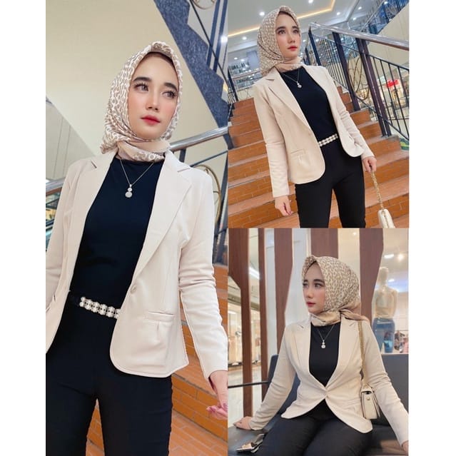 Blazer Kancing Depan Blazer Basic Wanita Kantoran M/L/XL