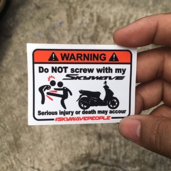 Sticker Print &amp; Cutt Warning Skywave People V.1 Ukuran 7 x 5 Cm