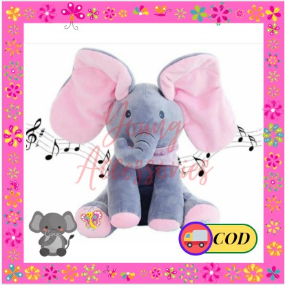 Toys Peek A Boo Elephant Gerak Telinga Boneka Gajah mainan anak bisa nyanyi KADO ULTAH