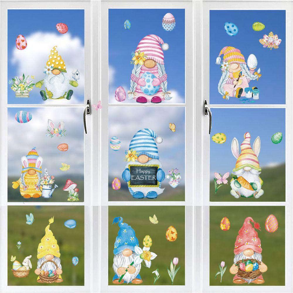 Populer Paskah Jendela Stiker Dekorasi Kamar Perlengkapan Pesta Removable Tahan Air DIY Dua Sisi Printing Stiker Dinding