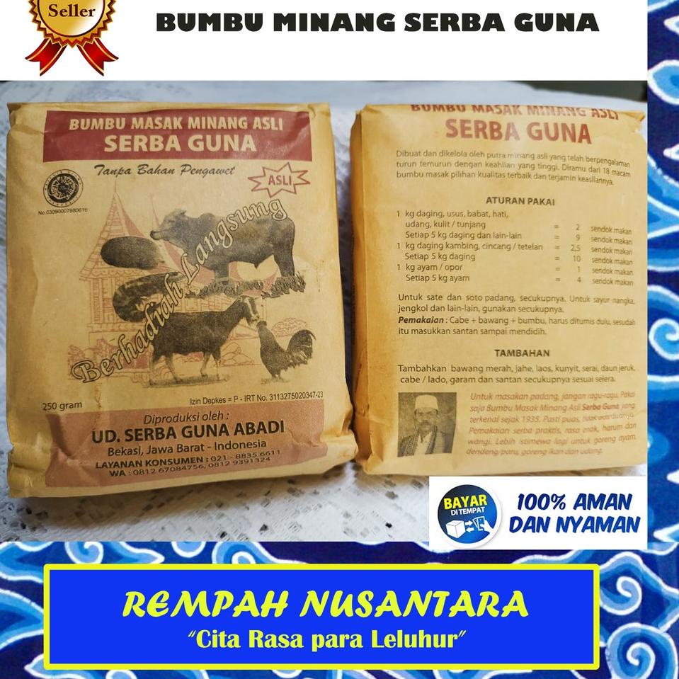 

[KODE T0DYL] REMPAH NUSANTARA - BUMBU MASAK MINANG ASLI SERBA GUNA 250 gr / Masak Opor Sate soto Padang kambing