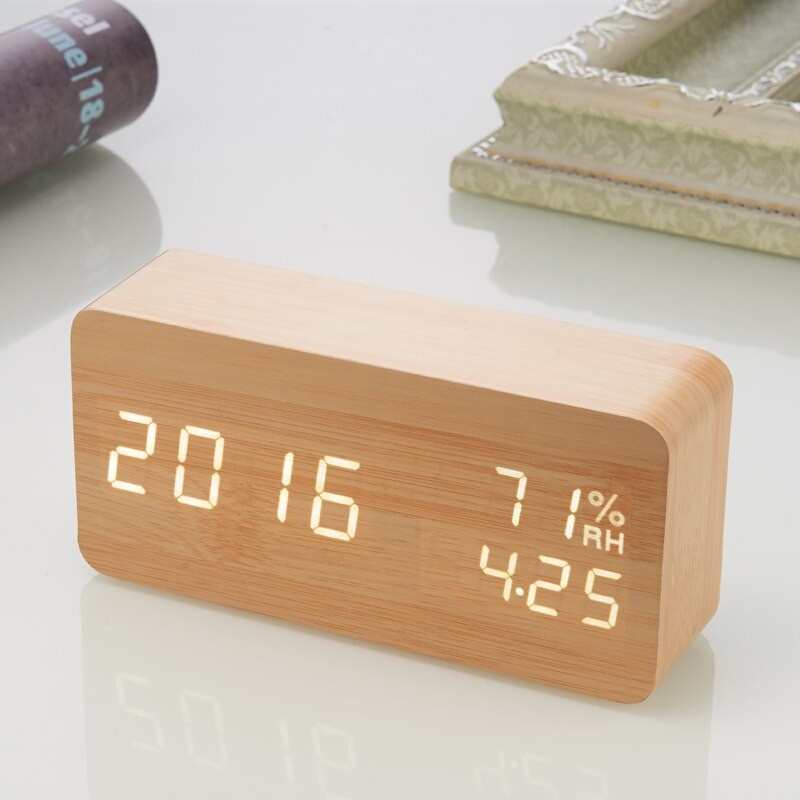 Jam Kayu Berbagai Bentuk Led Wooden Small Table Clock Desk Clock