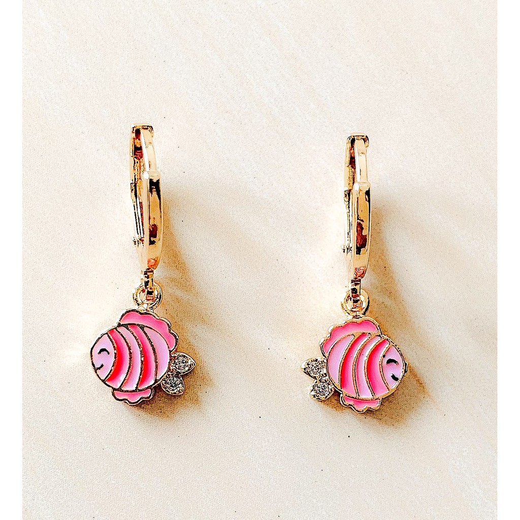 Anting Anak Happy Pink Fish Gold Xuping