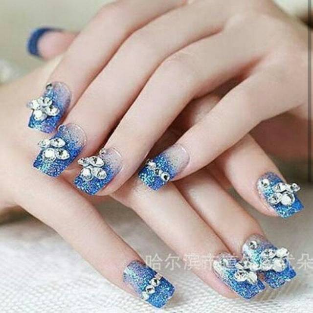 (BO) kuku palsu biru fake nail