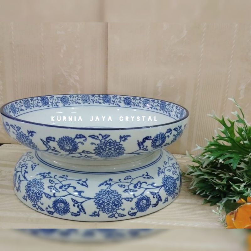 Mangkuk saji keramik biru putih/ Mangkok Keramik import kansai/ Piring saji keramik import