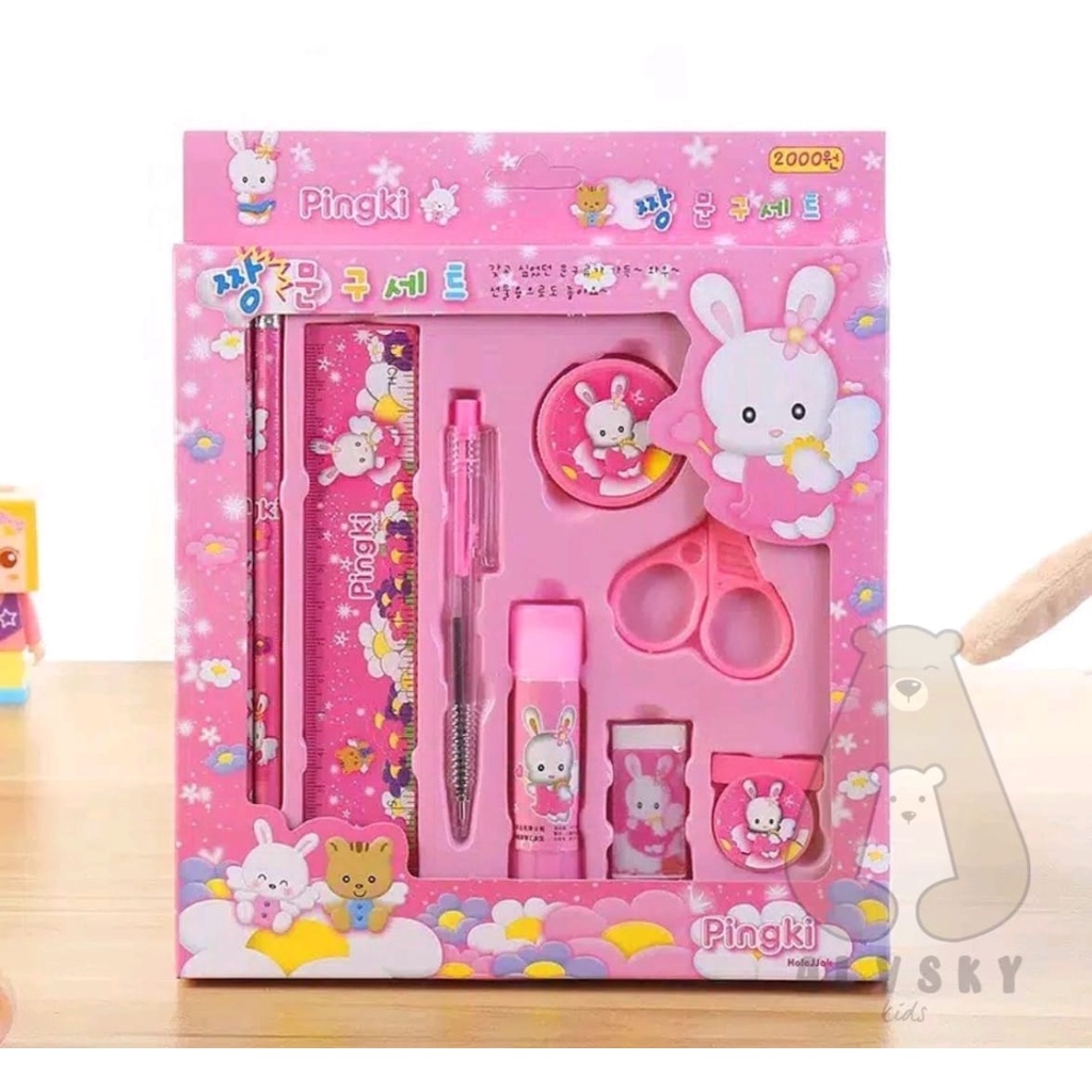 ALAT TULIS PENSIL SET ANAK 10 IN 1 KARAKTER LUCU STATIONERY SOUVENIR / ALAT TULIS SEKOLAH