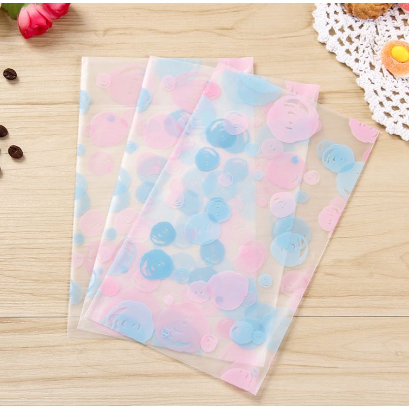 

100 pcs Plastik Fancy Cookies Kue Coklat Permen Bubble Blue 12x20