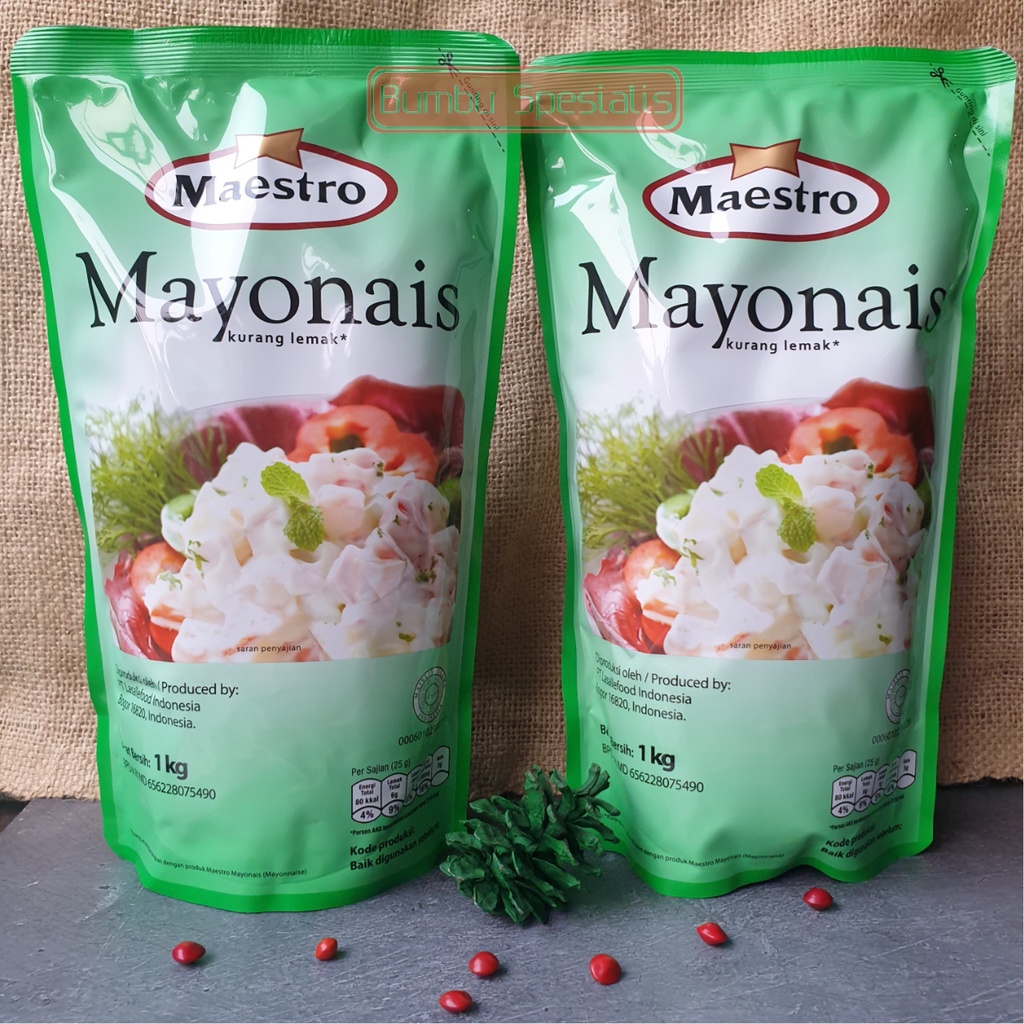 Maestro Mayonaise Sachet 25 gr / Maestro Mayonaise Pouch 1kg / 1000 gr -  Rendah Lemak