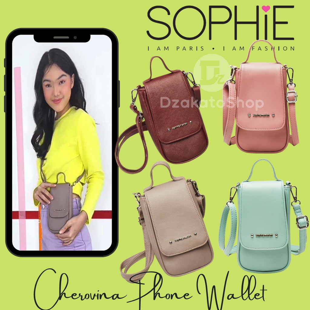 Dompet HP Wanita Cherovina Burgundy Dark Pink Grey Minta Green Sophie Martin Paris Eksclusive Premiu