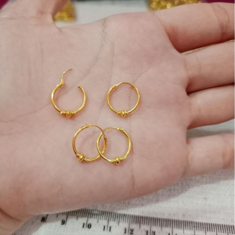 ANTING BULAT PERAK 925 LAPIS MAS 24K