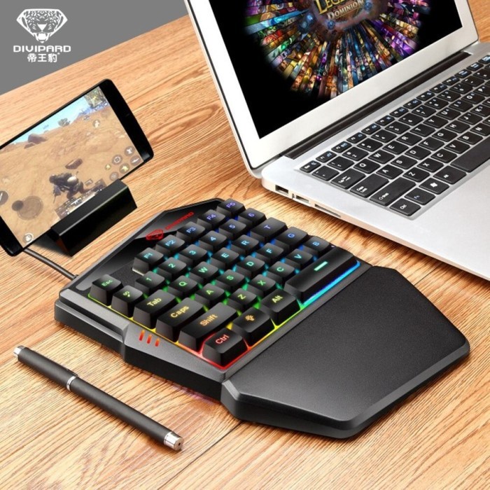 Keyboard Gaming Divipard Single Hand One Hand K5 Backlight