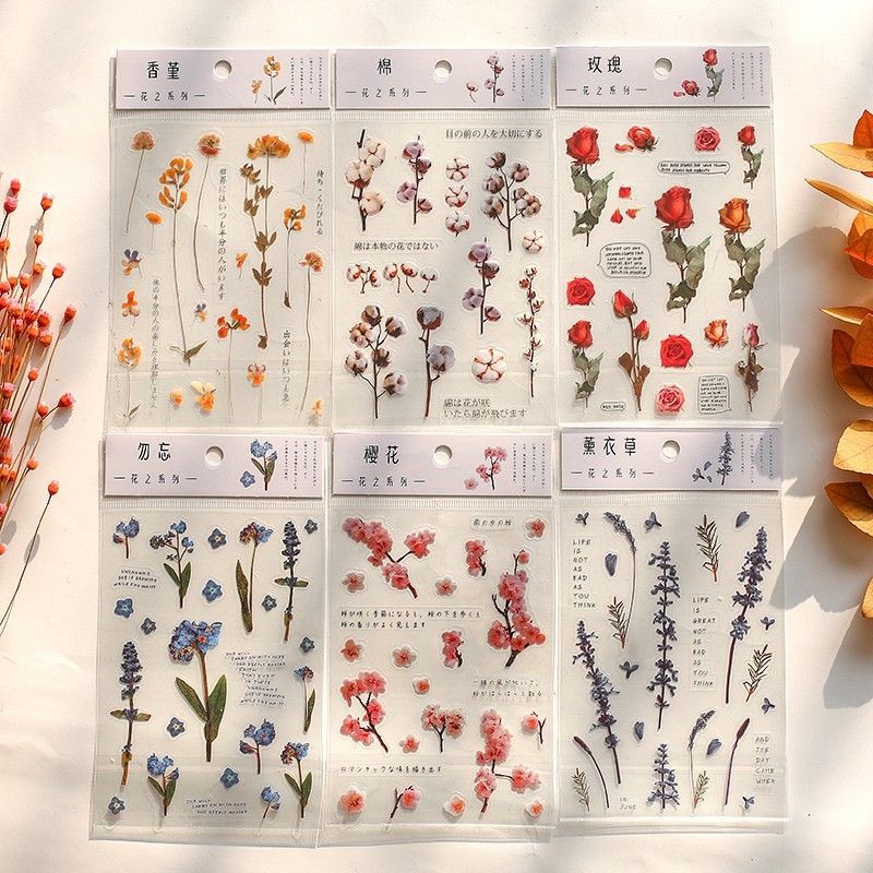 

GAEKOPEDIA || Stiker PET FLOWER Sticker Decor Planner DIY Scrapbook Bunga Stiker Dekor - B0005