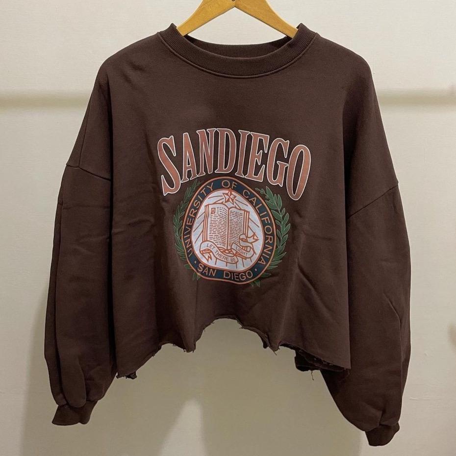 SANDIEGO Oversized Sweater Croope Coklat Fleece