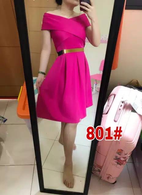 801 POLOS# Dress fashion sabrina pesta TANPA BELT