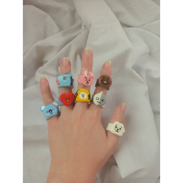 BT21 CLAY RINGS / CUTE CLAY RINGS / CLAY RINGS / CINCIN CLAY/CINCIN BT21