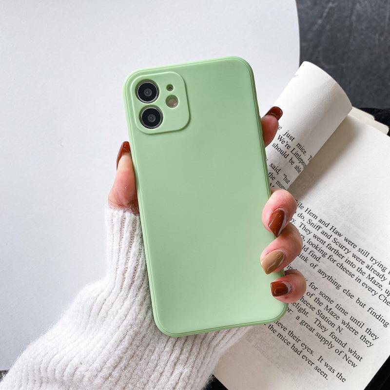 Soft case Bahan Silika Gel Imitasi Warna solid Untuk iPhone 13 12 11 Pro MAX Mini X XS MAX XR SE 2022 2020 6 6S 7 8 Plus