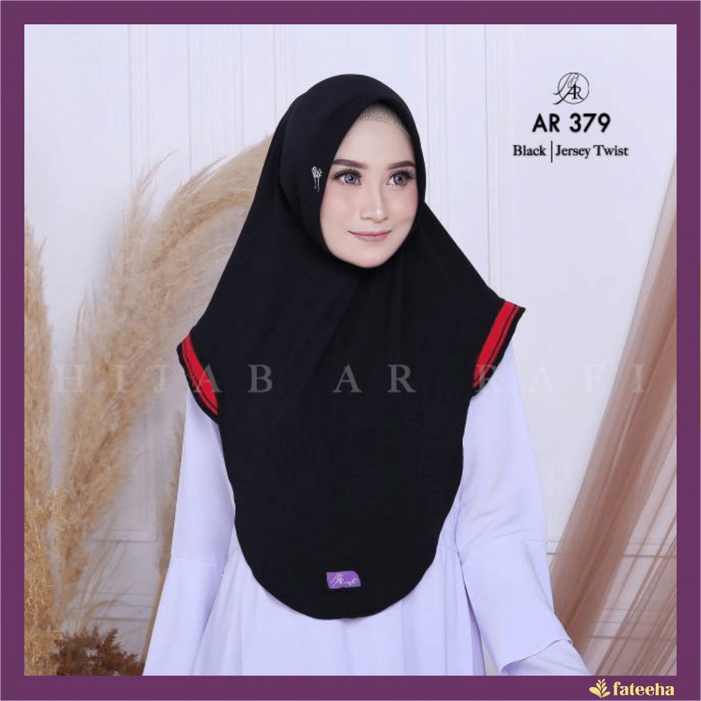 Hijab Arrafi AR 379  Bergo Jilbab Kerudung Tudung Kudung Instan Black