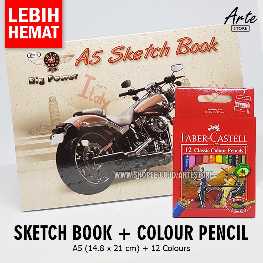 PAKET MENGGAMBAR (Sketch Book A5 + Pensil Warna)