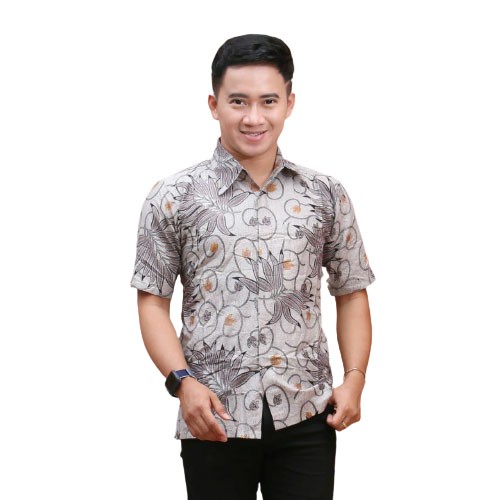 KEMEJA KANTOR ELEGAN BATIK IRMA MOTIF MANGGAR HITAM PUTIH