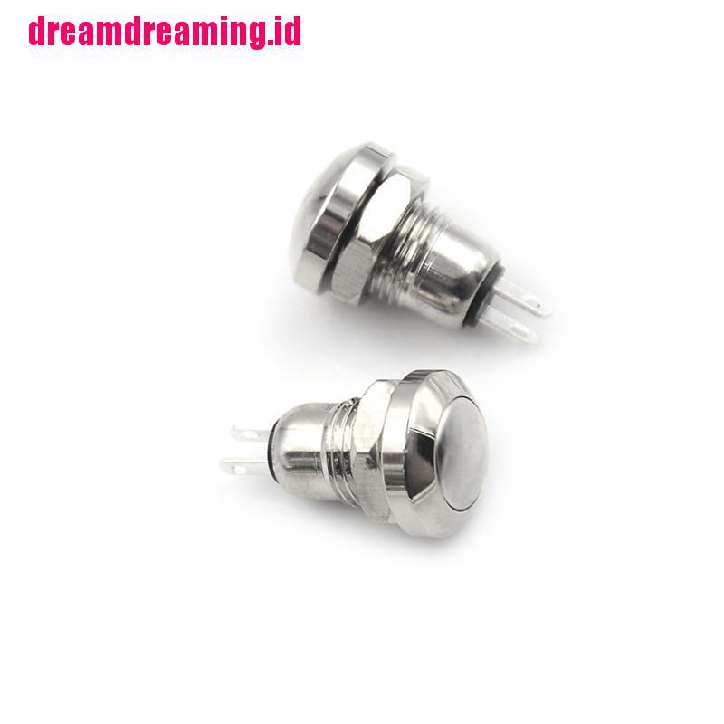 2pcs Tombol Tekan Momentary Mini 2 Pin Bahan Metal Anti Air Ukuran 8mm