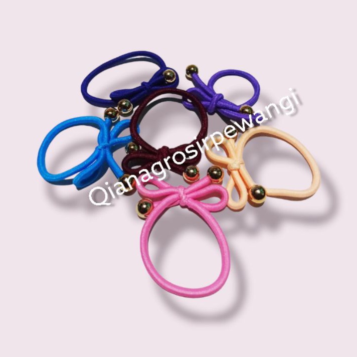 Hot Item 6 Pcs Kunciran Rambut Karet PITA PENTUL 6 pcs/ Ikat Rambut  / Gelang Pita / Karet Rambut Anak