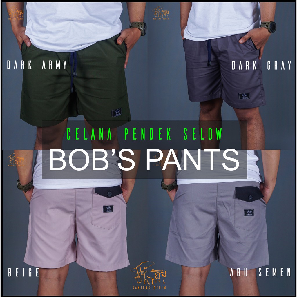 PAKET 4 PCS CELANA PENDEK SANTAI BOBS PANTS KANJENG DENIM SIZE M L XL