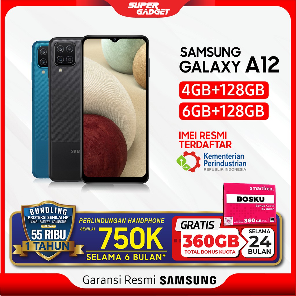 Samsung A12 4/128 GB 6/128 GB Galaxy RAM 4 6 ROM 128 5000 mAH Murah