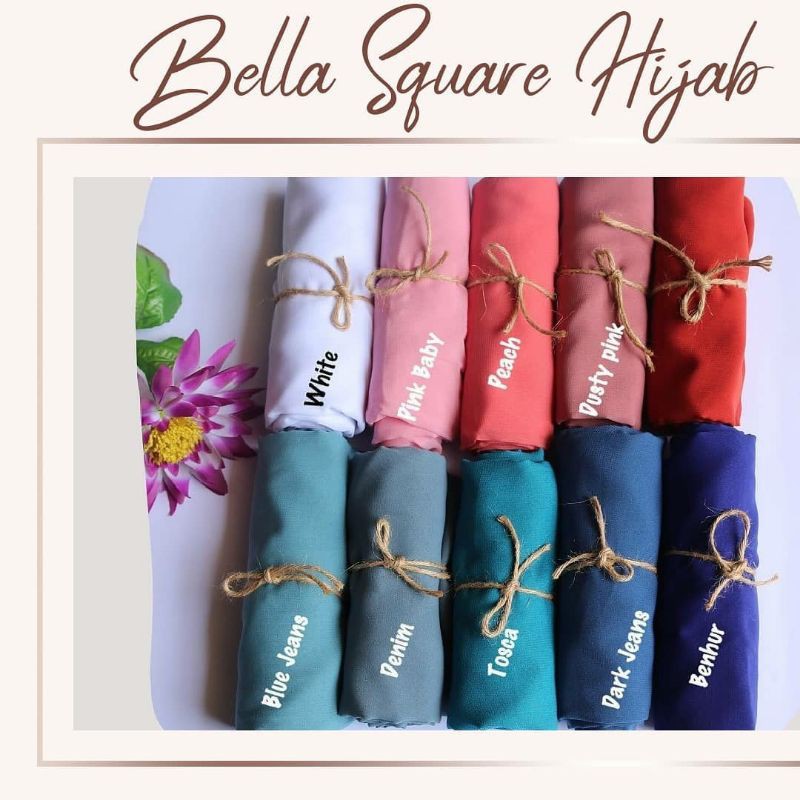 BELLA SQUARE KERUDUNG SEGIEEMPAT Hijab Pollycotton KERUDUNG SEGIEMPAT POLOS BELLA SQUARE BISA COD-2