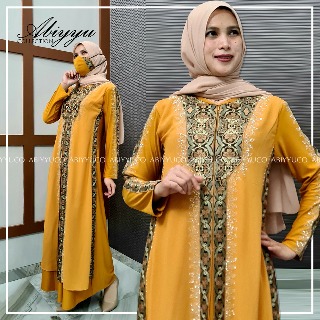 Abiyyuco TA8015 | Gamis Abaya Turkey Busui Hitam dan Warna  Turki Resleting Depan  Seragaman  Bonus masker  Bahan Jersey mix Ceruty  Ready Jumbo LD 125 cm Big Size