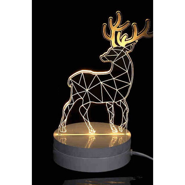 Lampu Hias Dekorasi 3D LED Transparan Design Deer Rusa Akrilik Bening