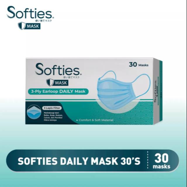 Softies Masker 3 Ply Earloop Daily Mask 30s