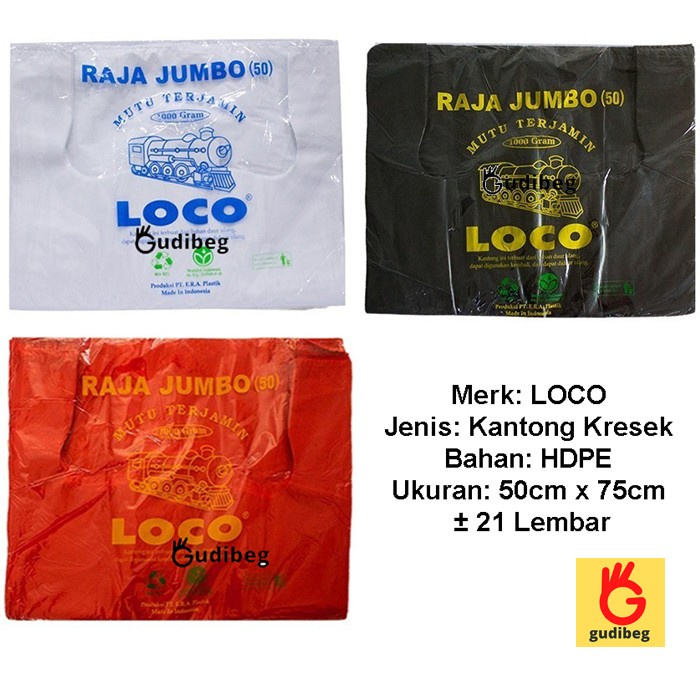 

Ginger- Kantong Plastik Loco warna Uk. 50 / Raja Jumbo (berat 1.000 gr / 1kg) - Hitam