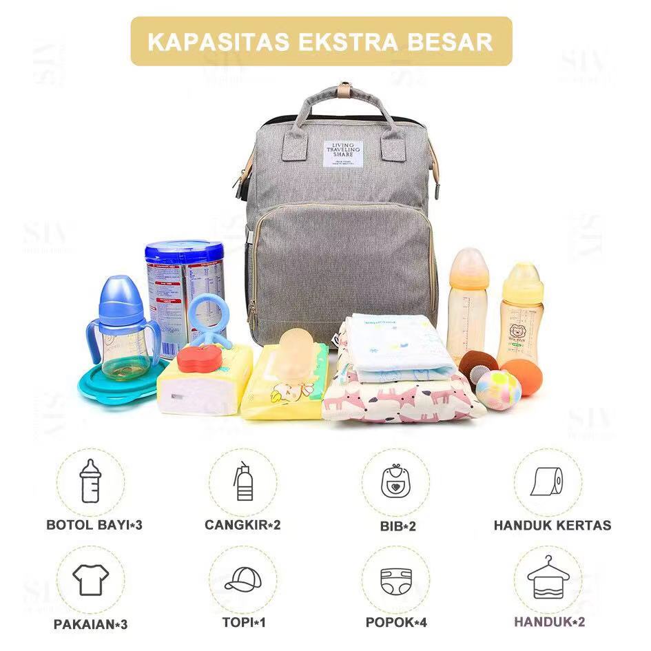 Tas Ransel Bayi Multifungsi Tempat tidur lipat Baby diapers bag Perawatan tas Perlengkapan Anti Air - 2023