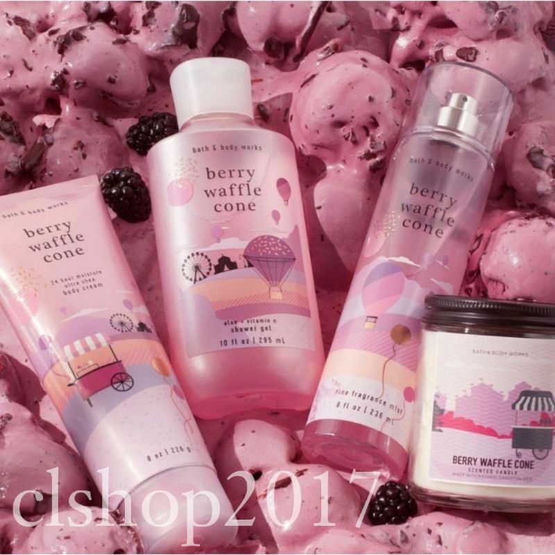 BATH AND BODY WORKS BBW BERRY WAFFLE CONE SERIES MIST LOTION SHOWER GEL BODY CREAM HAND CREAM SHOWER GEL BODY CREAM LOTION MIST WASH WALLFLOWER ROOMSPRAY SCENTPORTABLE GENTLE GEL DEEP CLEANSING GENTLE FOAMING CREAMY LUXE