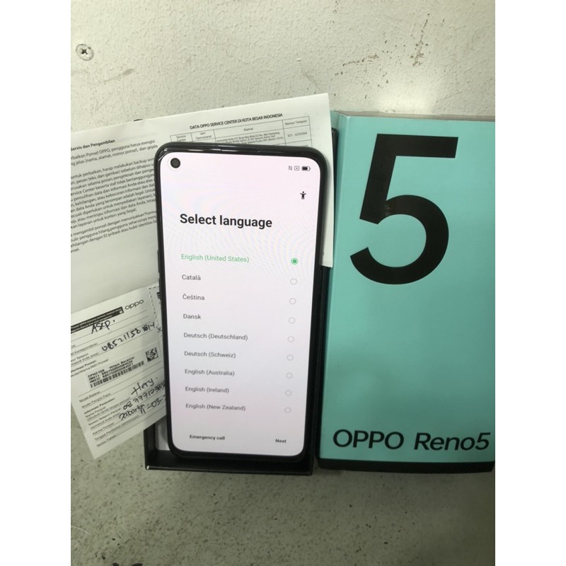 Oppo reno 5 ram 8/128 second fullset ori garansi sampai 11 maret 2022