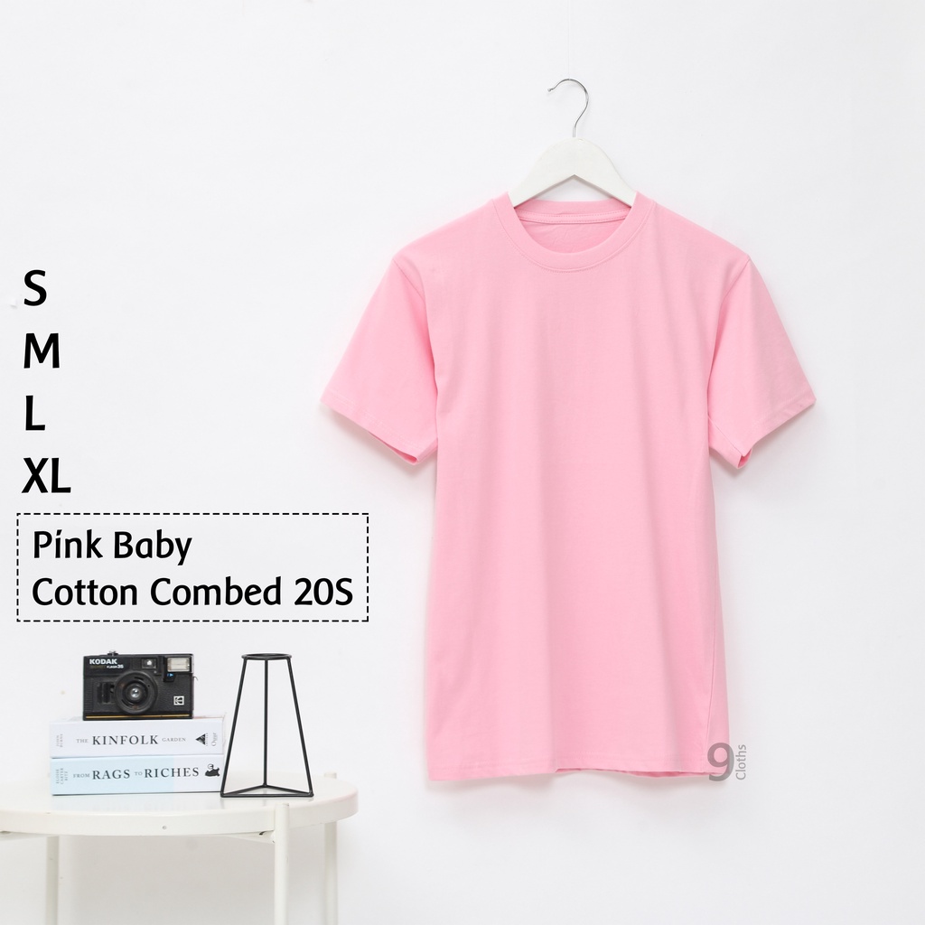 KAOS POLOS LENGAN PENDEK UNISEX COTTON COMBED 20S PREMIUM T-SHIRT-PINK BABY