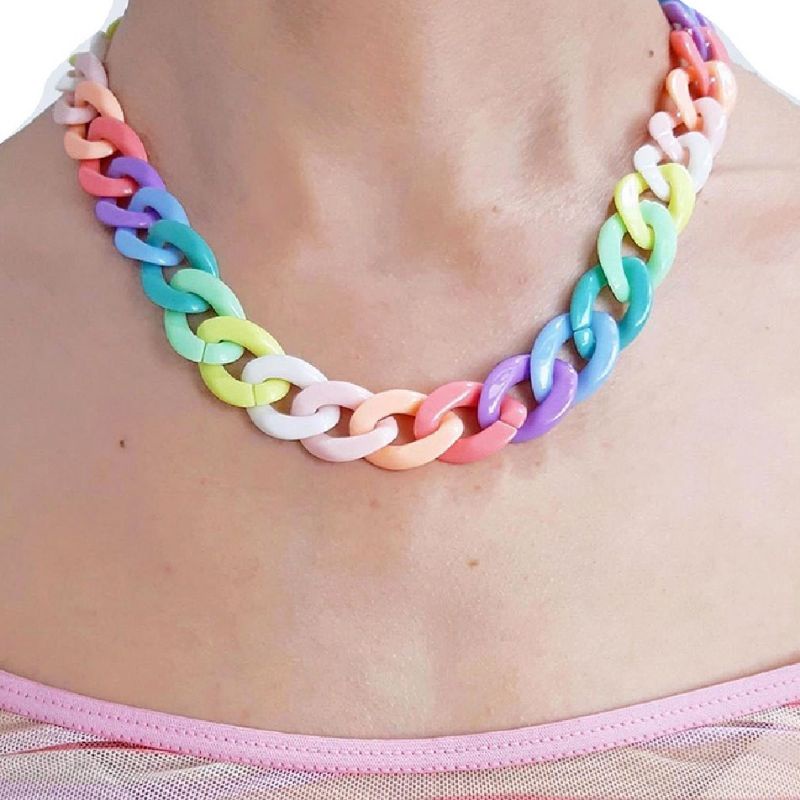 Kalung Choker Rantai Acrilic Chain Warna Warni Colorful Akrilik Necklace Chic Retro Hiphop