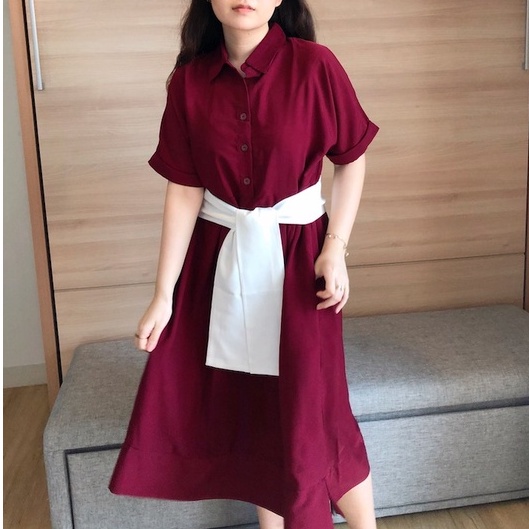 Lamer Dress in Maroon / Red | Dress Blouse Merah Maroon Casual Katun Office Dress
