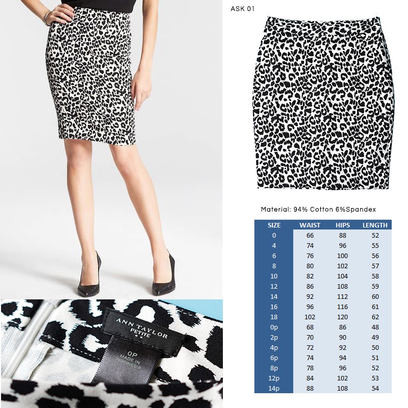 Rok Span Wanita Motif Macan Snow Leopard Pencil Skirt