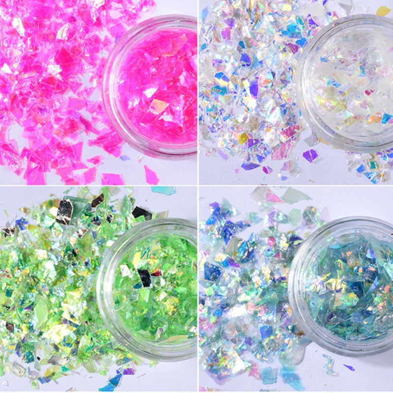 SIY  12 Colors Manicure Shell Cellophane Colorful Candy Aurora Papers Hard Epoxy Filling Nail Polish Adhesive Decoration Nails Art Glitter Sequins DIY Jewelry Accesorries