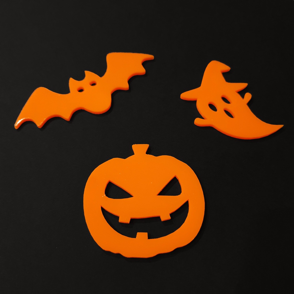 Tag Dekorasi Akrilik Halloween / Kue - 1SET PUMPKIN GHOST BAT