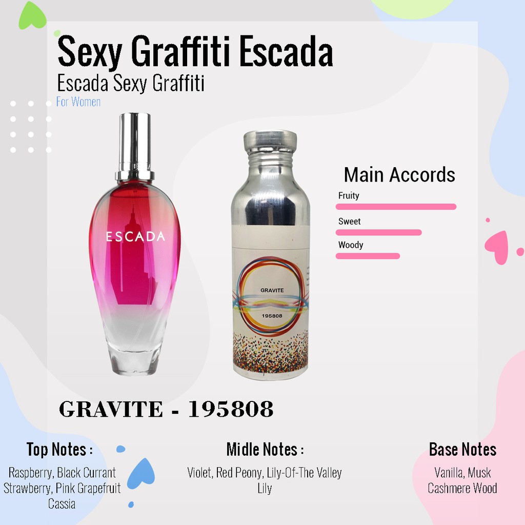 BIBIT PARFUM MURNI ESCADA SEXXY GRAFITTY - GRAVITE NICA FRAGRANCE 250 ML SEGEL PABRIK