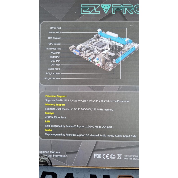 Motherboard EzPro H61 USB 3.0 - Socket LGA 1155 NEW